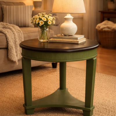 Sage Green & Walnut Side Table